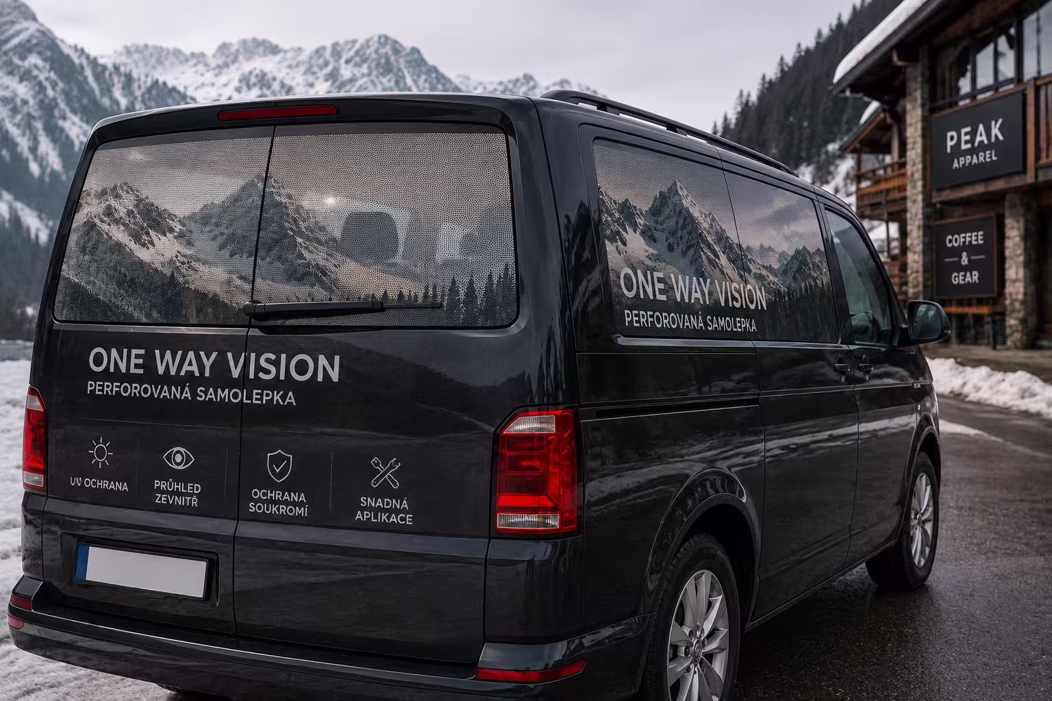 Certifikovaná okenní samolepka pro auta – One Way Vision s atestem